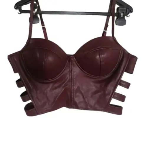 [011010] Crop top Huate Monde de Vinil   C Vino T L