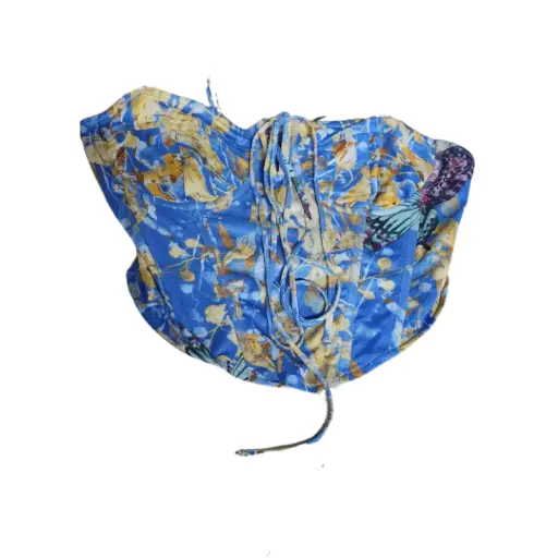 [011012] Corset Blanc C AZul  Floral T S