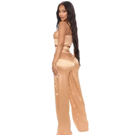 [011024] Conjunto Top  y pantalon Fashion Nova C Khaki  T M