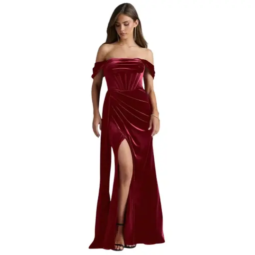[411243] Vestido Azazie Gamuza C Rojo T 8