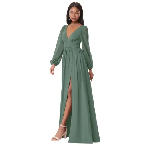 [7484878] Vestido Azazie C Verde olivo T 14