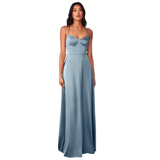 [36605] Vestido Azazie C Azul Metalico T 6