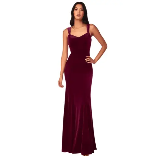 [817928] Vestido Azazie C Guinda Gamuza T 8