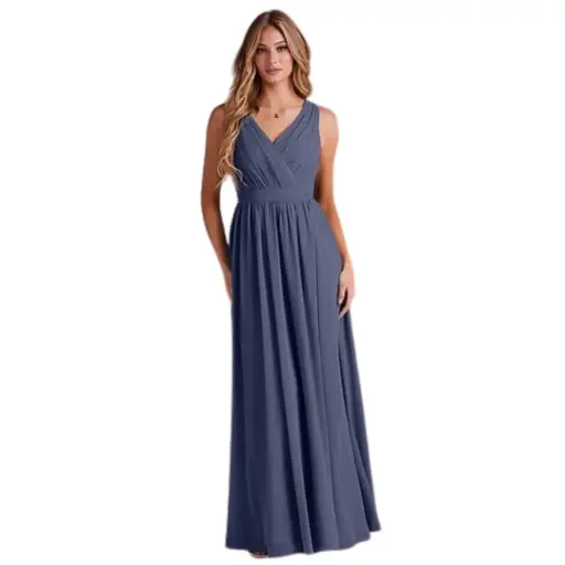 [011212] Vestido Azazie C Azul griseaso T XL
