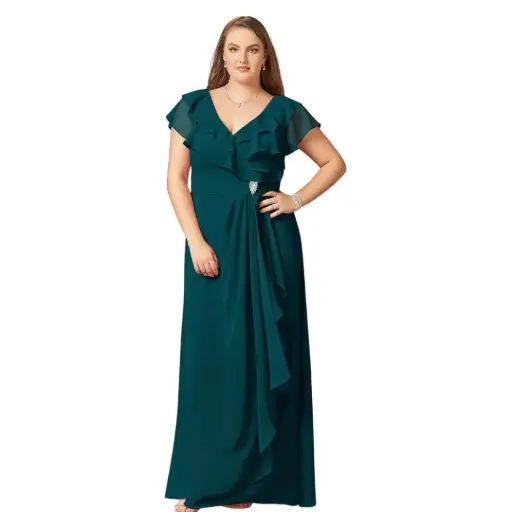 [626893] Vestido Azazie C Verde esmeralda T M