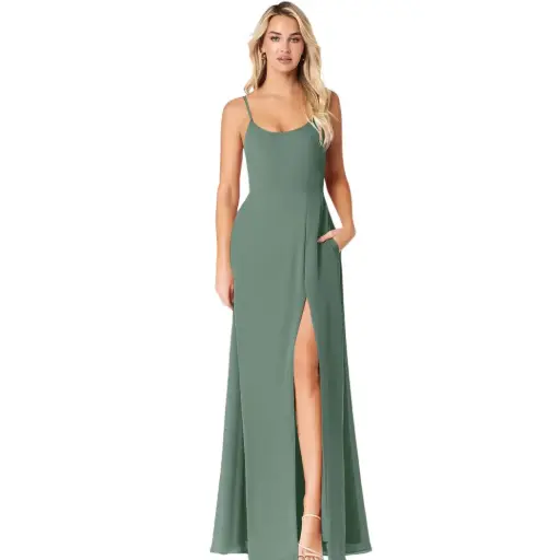[532118] Vestido Azazie C Verde olivo T S