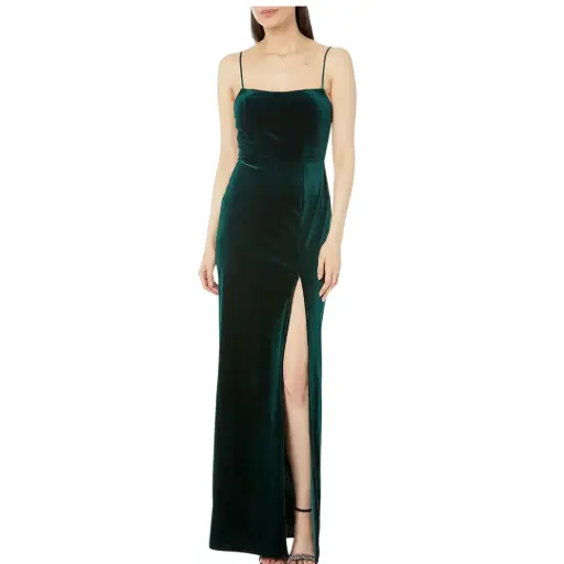 [702176] Vestido terciopelo Azazie C Verde esmeralda T L