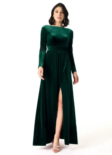 [203431] Vestido de terciopelo Azazie C Verde esmeralda T 3XL