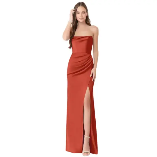 [742322] Vestido Azazie C Cobrizo T L