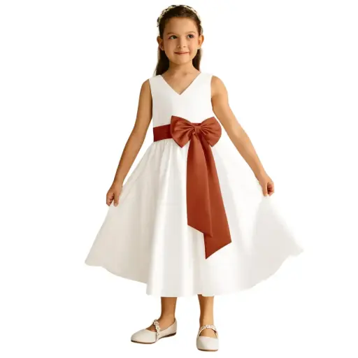 [886440] Vestido Azazie C Blanco- Cafe T 5