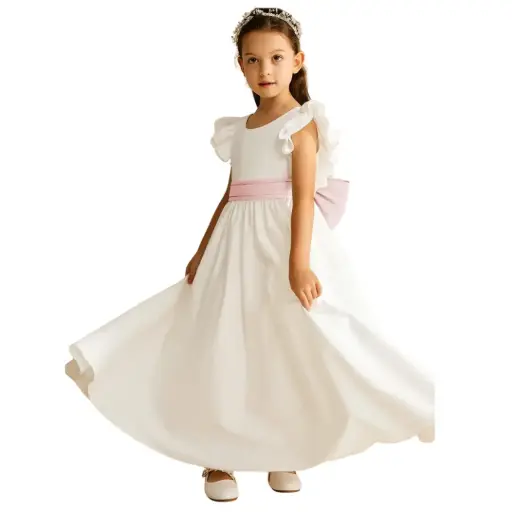 [887603] Vestido Azazie C Crema - Rosa R 3