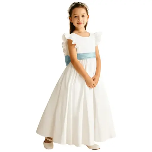 [608256] Vestido Azazie C Crema - Azul T 6