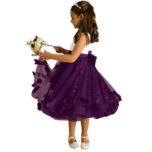 [774106] Vestido Azazie C Morado - Blanco T 10