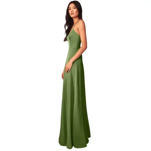 [762928] Vestido Azazie C Verde pino T M