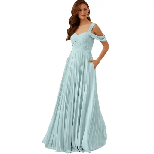 [063802] Vestido Azazie C Azul cielo T L