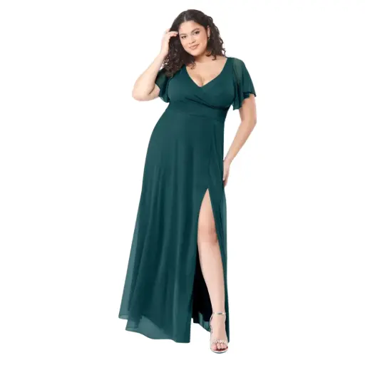 [940065] Vestido Azazie C Verde esmeralda T L