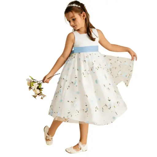 [687599] Vestido Azazie C Blanco - Azul  T 3