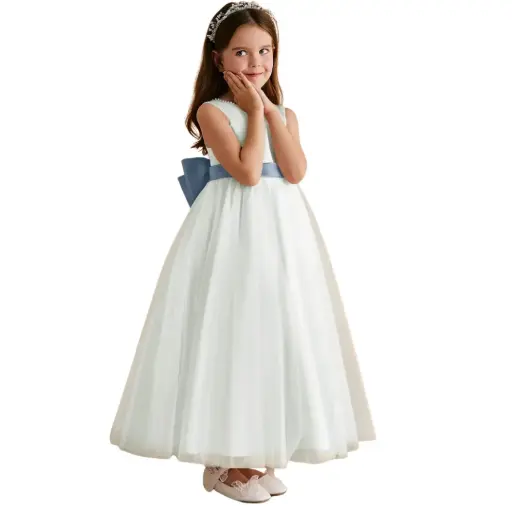 [530655] Vestido Azazie C Blanco - Azul T 4