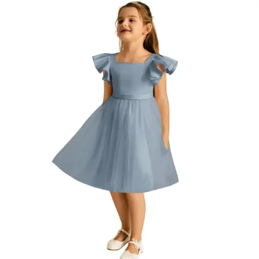 [092187] Vestido Azazie C Azul cenizo T 7