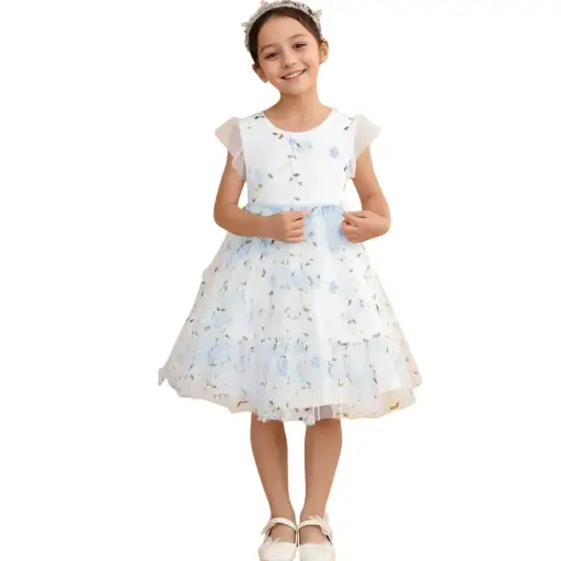 [765835] Vestido Azazie C Blanco - Azul T 2