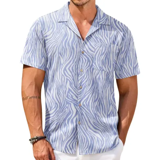 [105189] Camisa Coofandy C  Azul - Blanco T 3XL
