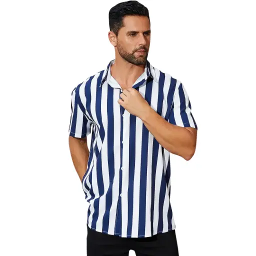 [105201] Camisa Coofandy C Blanco Azul T XXL