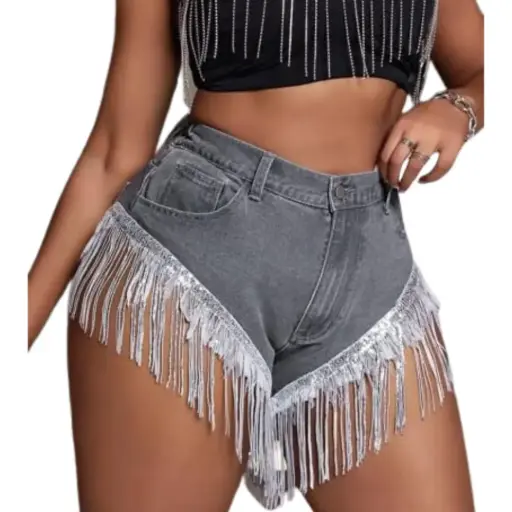 [011238] Short con barbitas Shein C Gris T 3XL