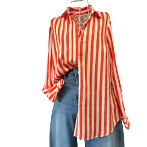 [112583] Blusa Shein C Naranja - Blanco T L
