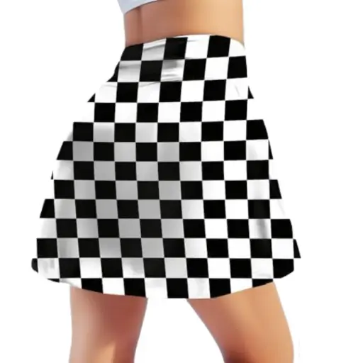 [112609] Falda short C Negro- Blanco T XL