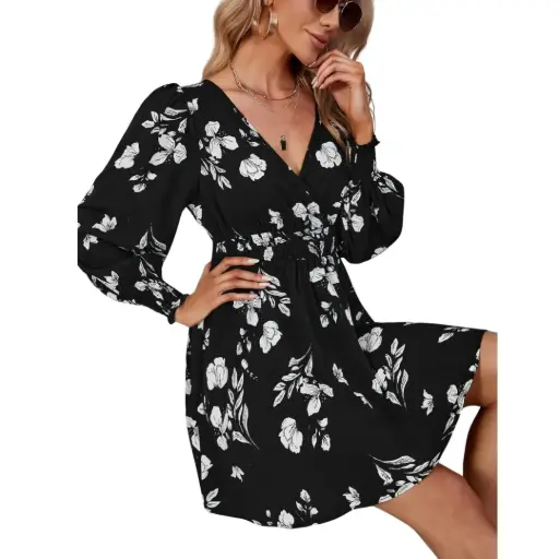 [112642] Vestido Shein c Negro  - Blanco T XL