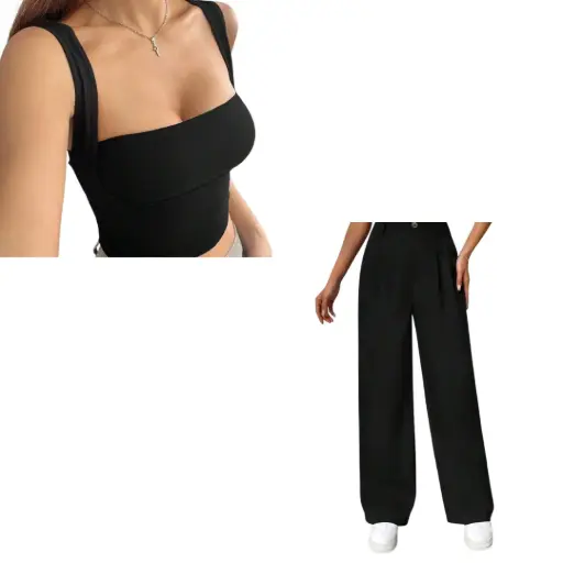 [112653] Conjunto Blusa y pantalon Shein C Negro T 4XL