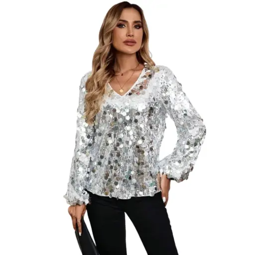 [112654] Bluson Shein C Plata con lentejuelas T M