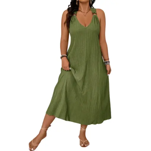 [112674] Vestido Shein C Verde militar T 3XL