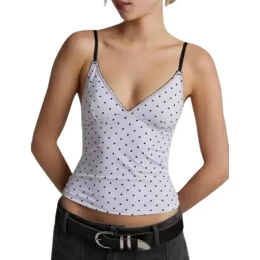 [112693] Crop Top Shein C Blanco puntos negros T S