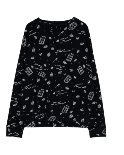 [112959] Sudadera Zara C Negro dibujos de pasteles T M